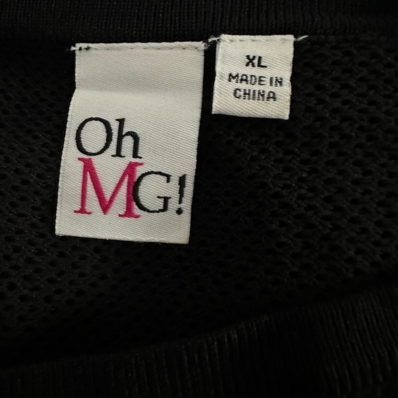 Oh MG! Black Long Sleeve Knit Sweater Dress Mesh Detail Size XL - Picture 3 of 3